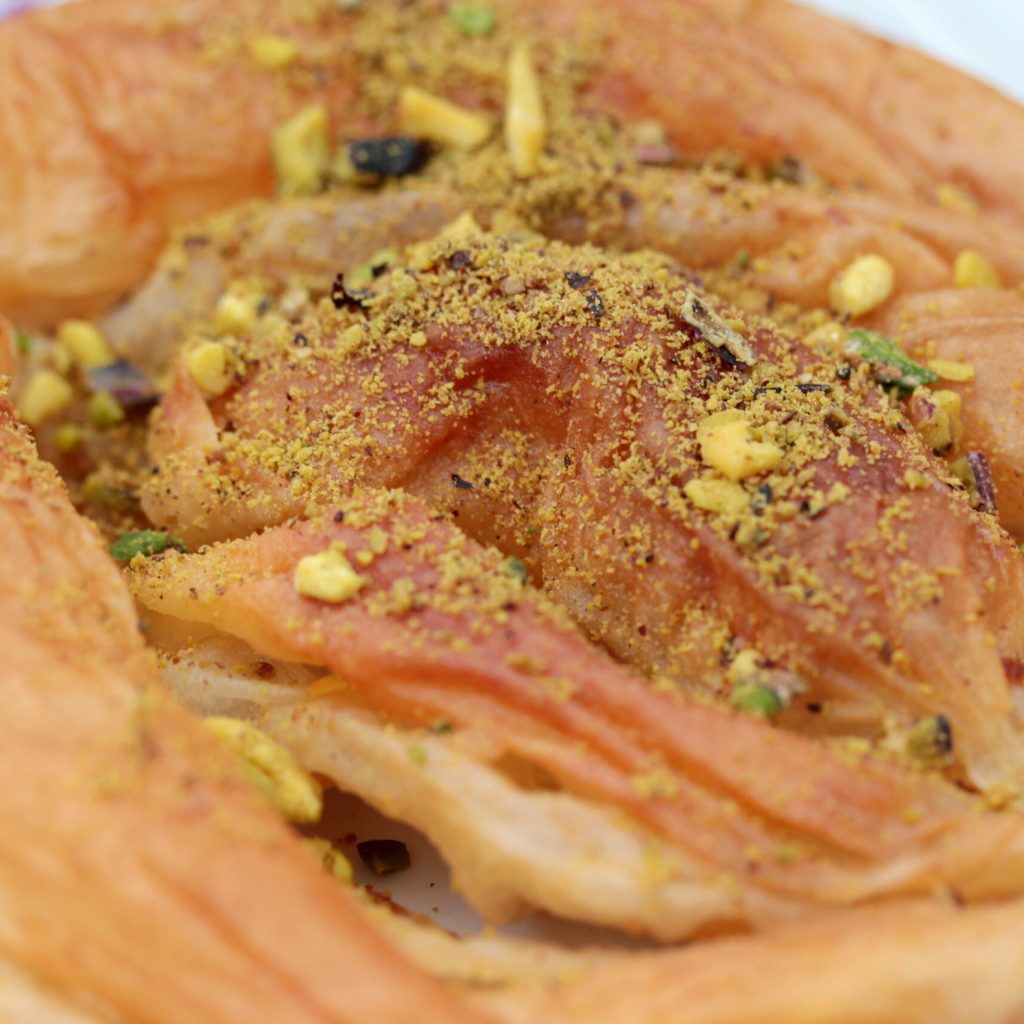 Turkish Dessert Sac Arasi with Pistachio. Turkey Konya.